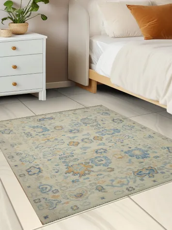 Vegetable Dye Oushak Turkish Foyer Rug 3x4