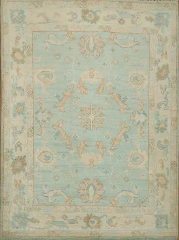 Vegetable Dye Oushak Turkish Foyer Rug 3x4