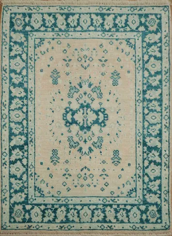 Vegetable Dye Oushak Turkish Foyer Rug 3x4