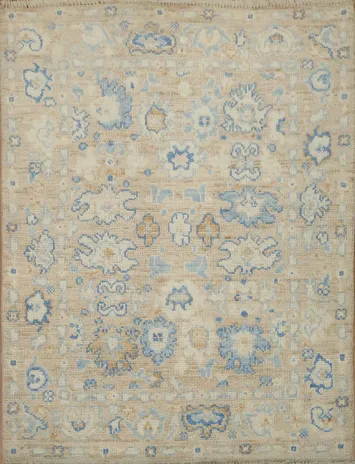 Vegetable Dye Oushak Turkish Foyer Rug 3x4