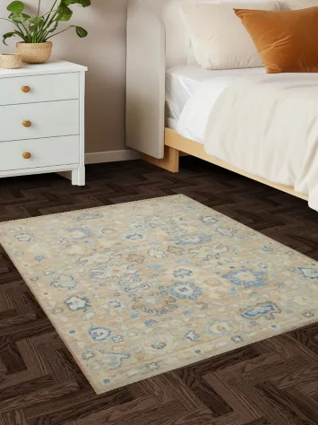 Vegetable Dye Oushak Turkish Foyer Rug 3x4