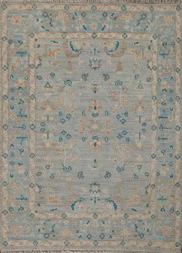 Floral Oushak Vegetable Dye Wool Rug 3x4