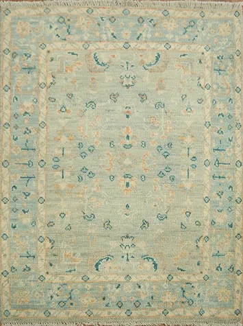 Floral Oushak Vegetable Dye Wool Rug 3x4