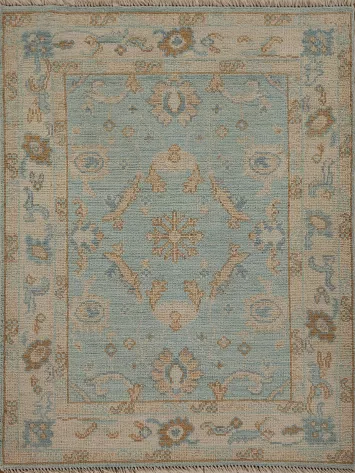 Vegetable Dye Oushak Turkish Accent Rug 3x4