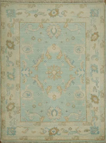 Vegetable Dye Oushak Turkish Accent Rug 3x4