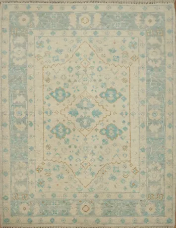 Vegetable Dye Oushak Turkish Foyer Rug 3x4