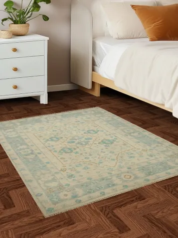 Vegetable Dye Oushak Turkish Foyer Rug 3x4