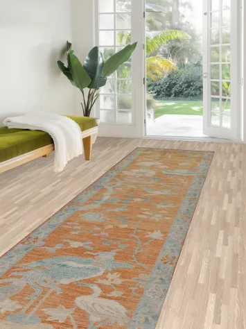 Vegetable Dye Art Deco Chinese Runner Rug 3x12