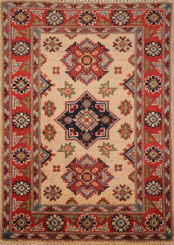 Geometric Kazak Wool Oriental Rug 2x3