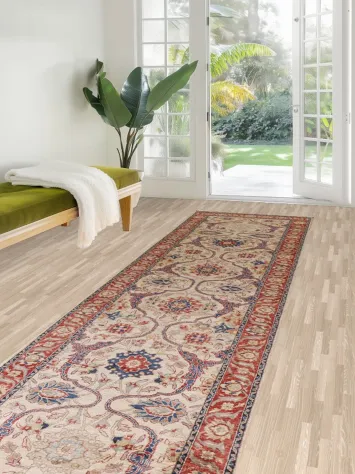 Vegetable Dye Sultanabad Ziegler Runner Rug 3x12