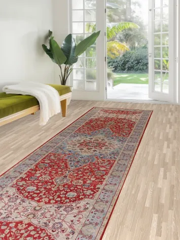 Vegetable Dye Sarouk Oriental Runner Rug 3x12