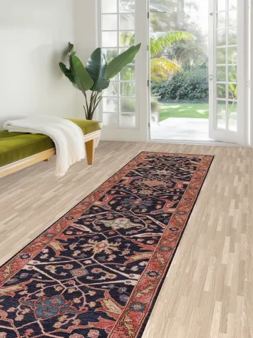 Navy Blue Sultanabad Ziegler Vegetable Dye Runner Rug 3x12