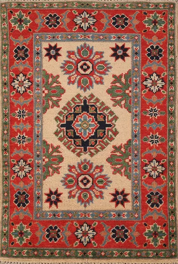 Geometric Kazak Wool Oriental Rug 2x3