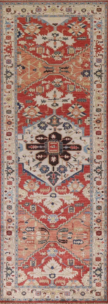 Vegetable Dye Heriz Serapi Wool Runner Rug 3x10