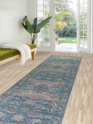 Vegetable Dye Art Deco Chinese Runner Rug 3x12