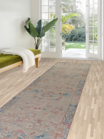 Vegetable Dye Art Deco Chinese Runner Rug 3x12