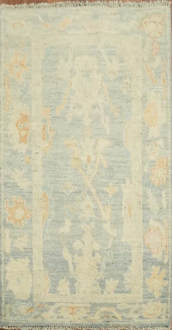 Vegetable Dye Blue Oushak Turkish Accent Rug 2x4