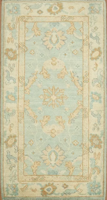 Vegetable Dye Oushak Turkish Accent Rug 2x4