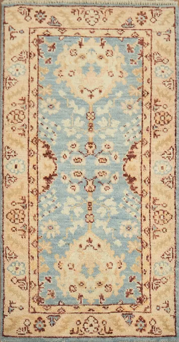 Blue Oushak Vegetable Dye Oriental Foyer Rug 2x4