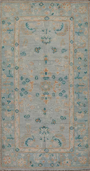 Blue Oushak Oriental Vegetable Dye Accent Rug 2x4