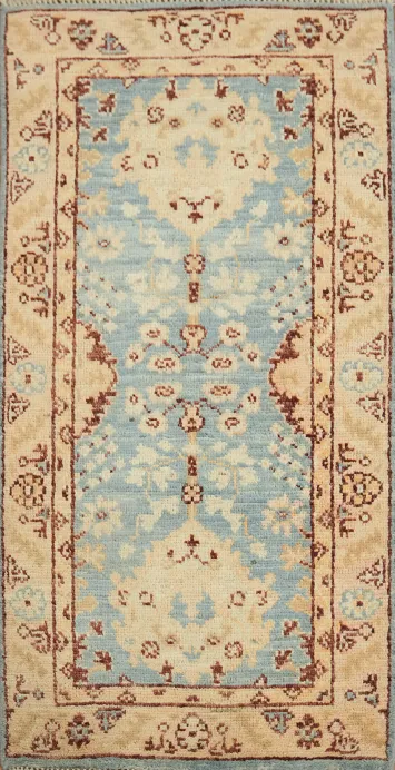 Blue Oushak Vegetable Dye Turkish Rug 2x4