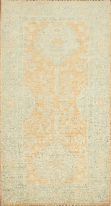 Orange Oushak Vegetable Dye Turkish Rug 2x4