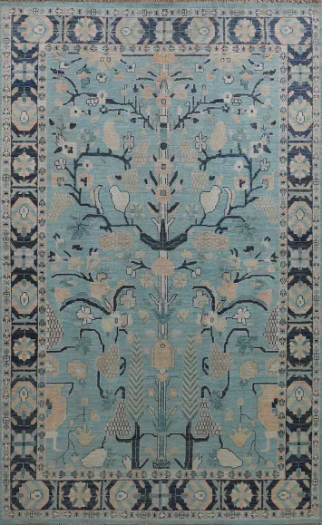 Vegetable Dye Oushak Turkish Area Rug 6x10