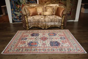 Vegetable Dye Ziegler Tribal Geometric Vibrant Color Rug 5x7