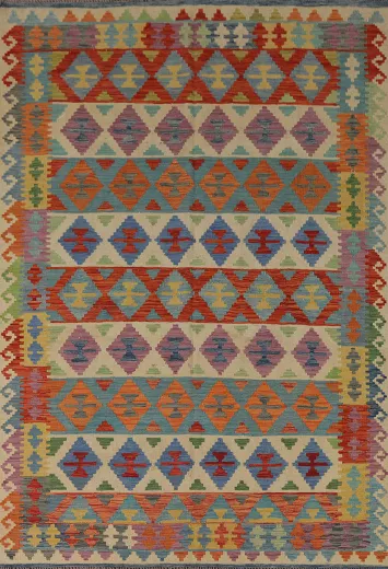 Multicolor Wool Kilim Area Rug 6x8