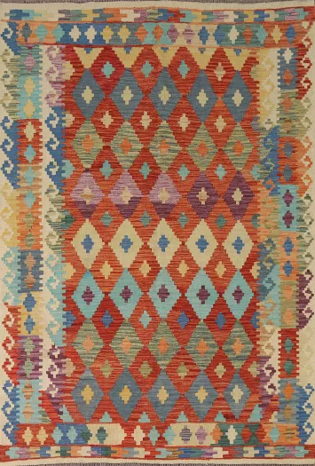 Multicolor Wool Kilim Oriental Area Rug 6x8