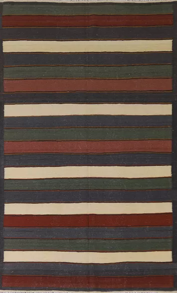 Striped Wool Kilim Oriental Area Rug 5x8