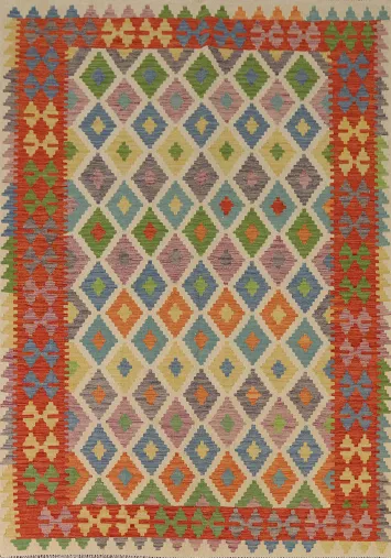 Multicolor Wool Kilim Area Rug 6x8
