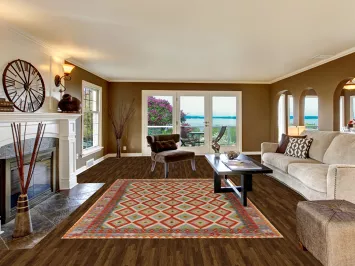 Reversible Wool Kilim Living Room Area Rug 7x10