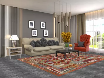 Multicolor Wool Kilim Living Room Rug 7x10