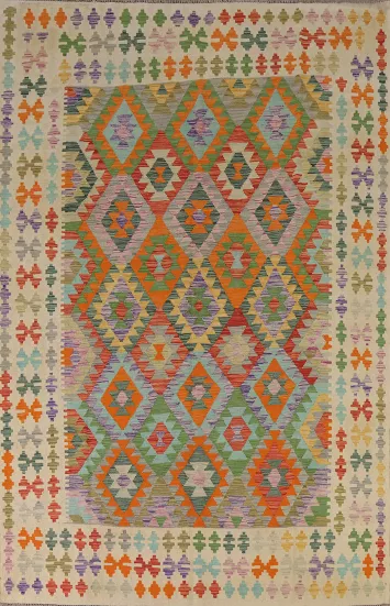 Reversible Wool Kilim Living Room Rug 7x10