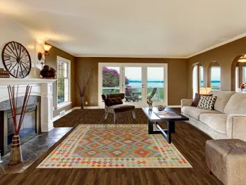 Reversible Wool Kilim Living Room Rug 7x10