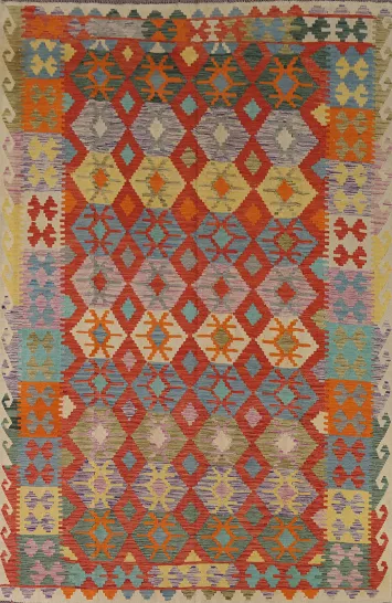Reversible Wool Kilim Living Room Rug 7x10