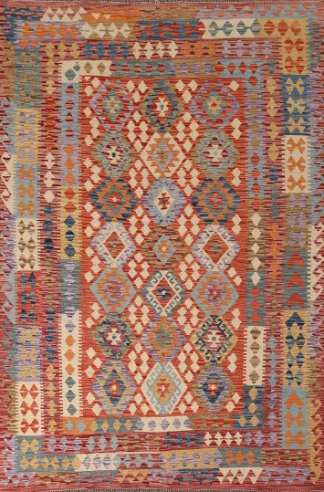 Reversible Wool Kilim Living Room Area Rug 7x10