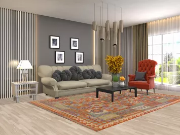 South Western Wool Kilim Living Room Area Rug 7x10