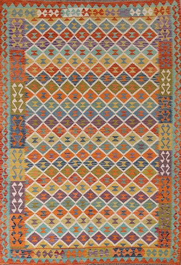 Reversible Wool Kilim Living Room Rug 7x9