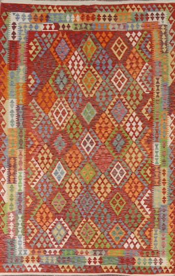 Reversible Wool Kilim Living Room Rug 7x10