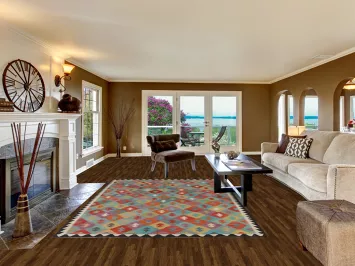 Reversible Wool Kilim Living Room Rug 7x9