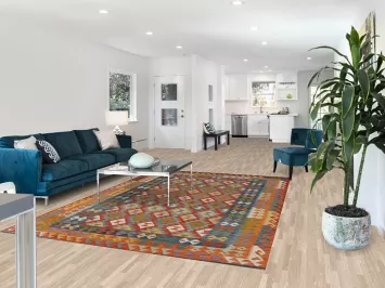 Geometric Wool Kilim Living Room Rug 7x10