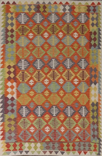 Reversible Wool Kilim Living Room Rug 7x10