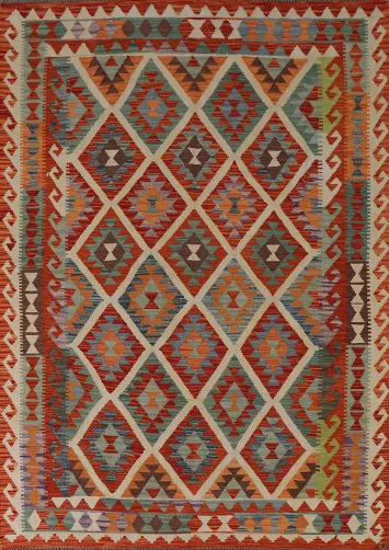 Reversible Wool Kilim Oriental Area Rug 6x8