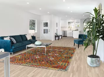 Geometric Wool Kilim Living Room Rug 7x10