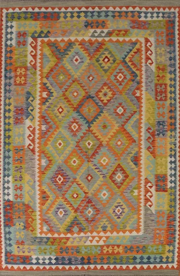 Multicolor Wool Kilim Living Room Rug 7x10