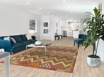 Geometric Wool Kilim Living Room Area Rug 7x10