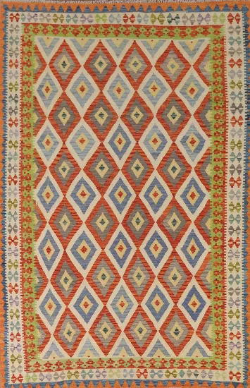 Reversible Wool Kilim Living Room Rug 7x9