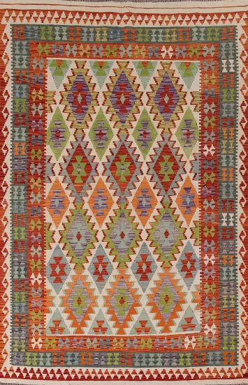 Reversible Wool Kilim Oriental Area Rug 7x10